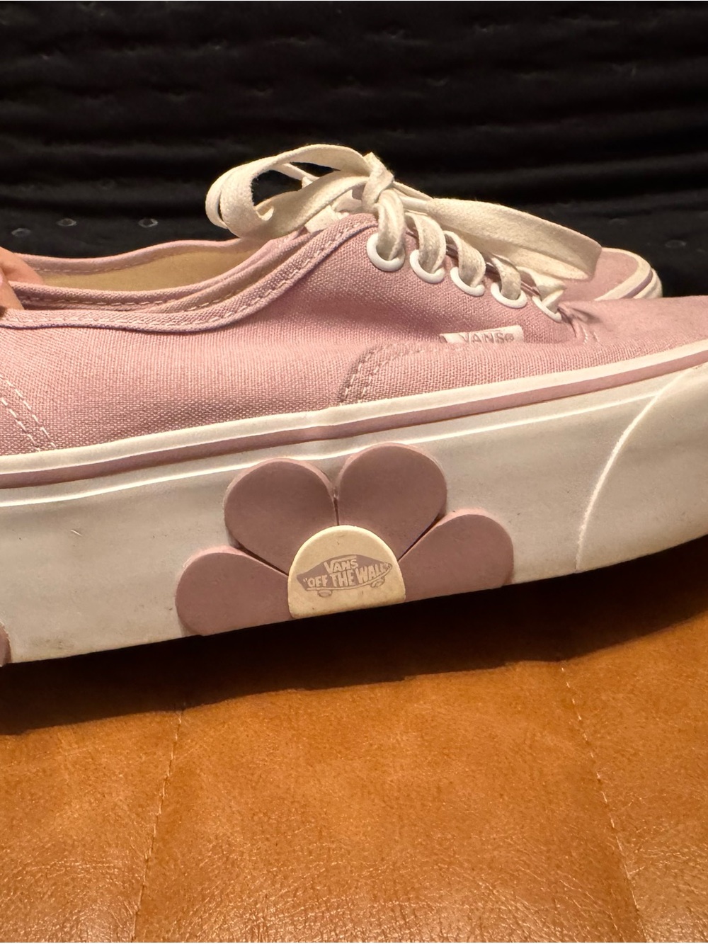 Vans Pink Canvas Platform Sneakers with Flower Accent